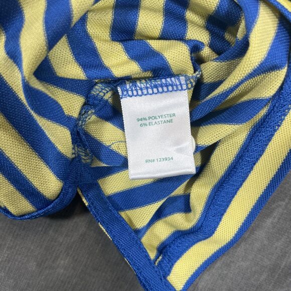 Southern‎ Tide Mens Large Blue Yellow Stripe Golf Polo Shirt - Picture 5 of 9